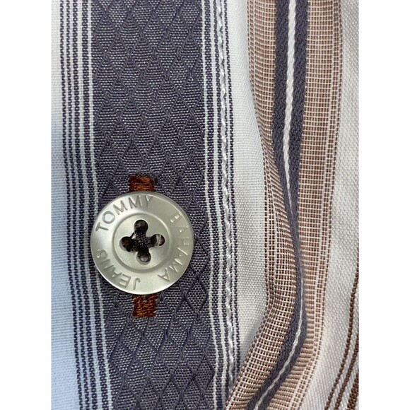 Tommy Bahama Shirt Mens XL Multicolor Striped Button Up Long Sleeve Flip Cuff - Picture 7 of 11
